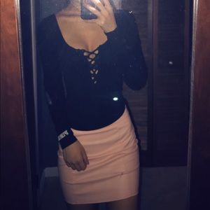 New VictoriasSecret Pink Black Longsleeve/Bodysuit